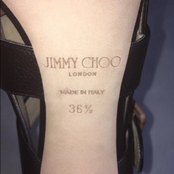 Jimmy Choo Black Leather Maya Block Heel Sz 36.5 - Picture 3 of 7